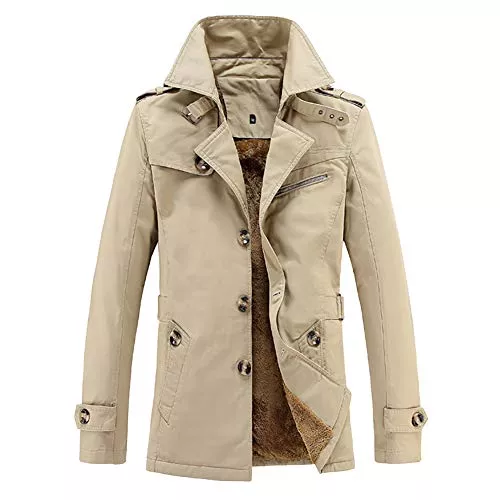 GITVIENAR Jacken GITVIENAR Herren Übergangsjacke, Langarm Trenchcoat Mantel Kurzmantel Einreihig Jacke 100% Baumwolle winterjack für Jugendliche und Erwachsene