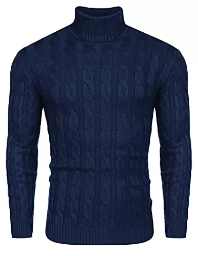 COOFANDY Pullover & Strickmode COOFANDY Herren Rollkragen Pullover Basic Strickpullover Zopfmuster Sweatershirt Männer Pullover Sweater Roll Neck Langarmshirt