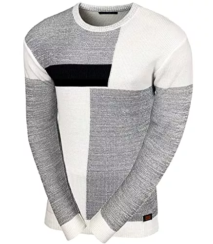 Baxboy Pullover & Strickmode Baxboy Herren Pullover Slim Fit Rundhals Strick-Pullover Rundkragen Moderner Männer schwarzer Pulli Longsleeve in Feinstrick Sweatshirt BB-52288