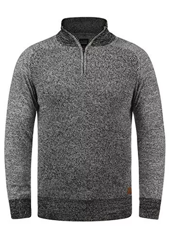b BLEND Pullover & Strickmode Blend BHGanbolf Herren Strickpullover Troyer Grobstrick Pullover mit Reißverschluss 100% Baumwolle Regular fit