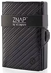 SLIMPURO Geldbörsen & Etuis ZNAP Kreditkartenetui mit Geldklammer Aluminium und Münzfach - RFID Schutz - Slim Wallet Carbon - Kartenetui, Kreditkarten Etuis, Geldbörse - bis 12 Karten - Geld Clip von SLIMPURO