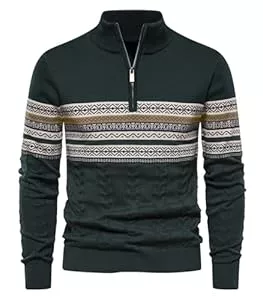 Genfien Pullover & Strickmode Genfien Pullover Herren Strickpullover 1/4 Zip Herren Rollkragenpullover Zip Pullover Strickpullover Turtleneck Sweater Pulli Weihnachtspullover für Männer Winter Thermo Pulli Langarm