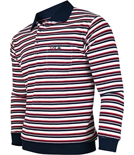 Soltice Poloshirts Soltice Herren Langarm Poloshirt mit Brusttasche, Polohemd Gestreift mit Kragen, Blousonshirt aus Baumwoll-Mix (M bis 3XL)
