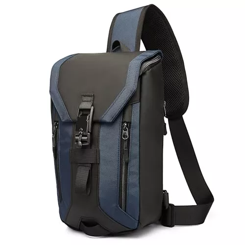 VARLIVOO Taschen & Rucksäcke VARLIVOO Mode Herren Sling Bag mit USB Port Crossbody Bag Anti Diebstahl Schultertasche Hiking Wasserdicht Polyester Umhängetaschen Sling Rucksack
