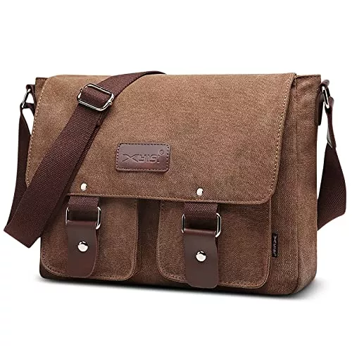 DORRISO Taschen & Rucksäcke DORRISO Mode Umhängetasche Herren Schultertasche Leinwand Schultertaschen für 13.3 Zoll Laptop Kuriertasche Männer Casual Reise Schule Schultertasche Kuriertasche Laptoptasche