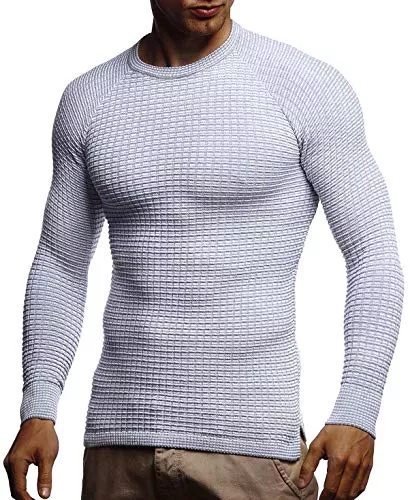 Leif Nelson Pullover & Strickmode Leif Nelson Strickpullover Herren Rundhals - Dünner Männer Strick Pullover für Winter & Sommer - Coole Crewneck Männer Pullover mit Rundkragen