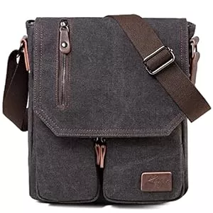 Kasgo Taschen & Rucksäcke Umhängetasche Herren, Kasgo Wasserabweisend Vintage Segeltuch Herrentasche Schultertasche Klassische Kuriertasche Damen Crossbody für Arbeit Schule