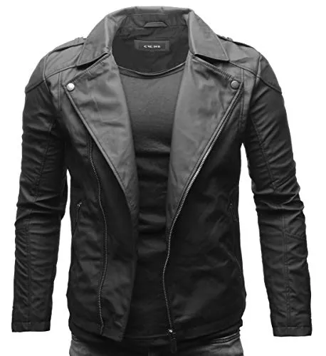 Crone Jacken Crone Theo Herren Lederjacke Ecoleder Basic Biker Jacke aus weichem Rindsleder oder Ecoleder