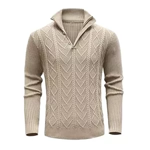 MeiLayM Pullover & Strickmode MeiLayM Herren Pullover Strickpullover mit Reißverschlusskragen Langarm Strickpullover mit Stehkragen Winterpullover Feinstrick Sweat Winter Warme Weiche Pullover Leichter Arbeitspullover