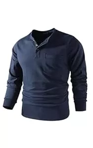 Mr.Stream Langarmshirts Mr.Stream Herren Henley Shirt Longsleeve Langarmshirt Männer DREI Taste Knopfleiste Baumwolle Beiläufig Hemden Heavyweight T-Shirt mit Grandad-Ausschnitt