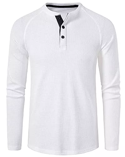 YAOHUOLE Langarmshirts YAOHUOLE Herren Langarmshirt Henley Shirt Herren Hemb Regular Slim Fit T Shirt Blusen mit Knöpfen