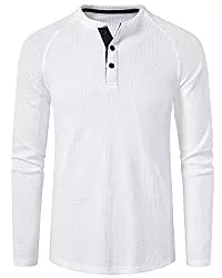 YAOHUOLE Langarmshirts YAOHUOLE Herren Langarmshirt Henley Shirt Herren Hemb Regular Slim Fit T Shirt Blusen mit Knöpfen