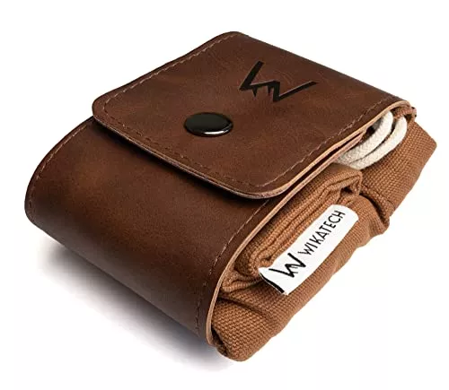 Wikatech Taschen & Rucksäcke WIKA FlexBag: Bushcraft-Tasche aus Canvas, mit Abnehmbarer, waschbarer Transporttasche, braun, ungewachster Baumwollstoff, Halterung aus echtem Leder, atmungsaktiver Pilzbeutel, Gürteltasche