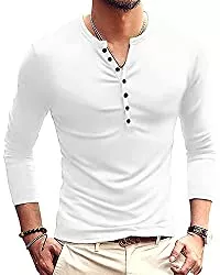 LVCBL Langarmshirts LVCBL Herren Langarm Shirts Atmungsaktiv Casual Langärmliges Tops Einfarbig Regular Slim Fit Henley Shirt
