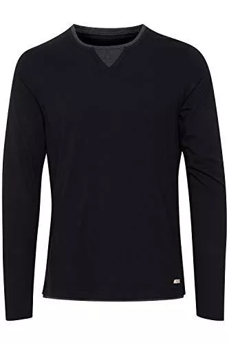 Blend Langarmshirts Blend Leonas Herren Longsleeve Langarmshirt Shirt mit Rundhals-Ausschnitt und Double Layer V-Neck Look