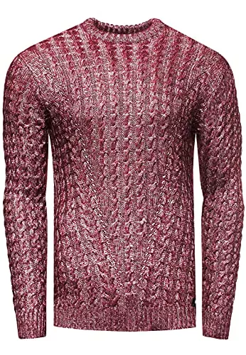 R-Neal Pullover & Strickmode Herren Strick-Pullover Strick-Pulli Rundhals Moderner Woll-Pullover Langarm-Sweatshirt Slim Fit Shining 355