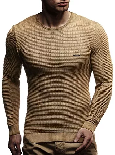 Leif Nelson Pullover & Strickmode Leif Nelson Strickpullover Herren Rundhals - Dünner Männer Strick Pullover für Winter & Sommer - Coole Crewneck Männer Pullover mit Rundkragen