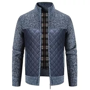 KUDORO Strickjacken KUDORO Strickjacke Herren Fleecejacke Trachtenjacke mit Stehkragen Cardigan mit Reißverschluss Gestrickt Warme Winterjacke Outdoor