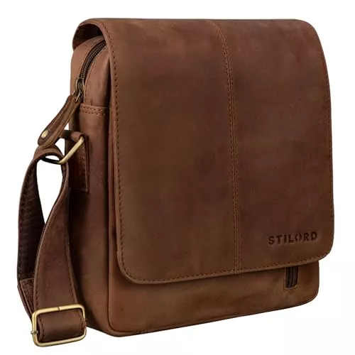 STILORD Taschen & Rucksäcke STILORD 'Matt' Ledertasche Männer klein Vintage Umhängetasche Schultertasche Herrentasche für 9,7 Zoll iPads Tablet Herrenhandtasche Messenger Bag Echtes Leder