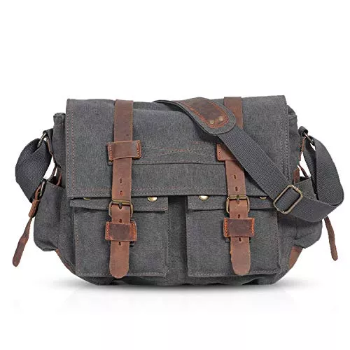 FANDARE Taschen & Rucksäcke FANDARE Unisex Umhängetasche Schultertasche Segeltuch Laptoprucksäcke für 14 Zoll Laptop Kuriertasche Herren Damen Crossbody Messenger Bag Reise Schule Hochschule Arbeit Outdoor Schulranzen Hellbraun