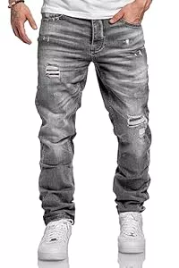 Amaci&Sons Jeans Amaci&Sons Herren Jeans Regular Straight Fit Denim Hose Destroyed 7984