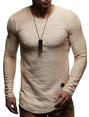 Leif Nelson Langarmshirts Leif Nelson Herren Rundhals-Ausschnitt Schwarzer Männer Longsleeve dünner Pulli Langarmshirt Crew Neck Jungen Hoodie T-Shirt Langarm Oversize