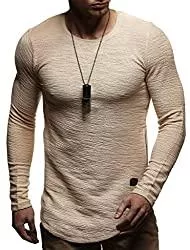 Leif Nelson Langarmshirts Leif Nelson Herren Rundhals-Ausschnitt Schwarzer Männer Longsleeve dünner Pulli Langarmshirt Crew Neck Jungen Hoodie T-Shirt Langarm Oversize