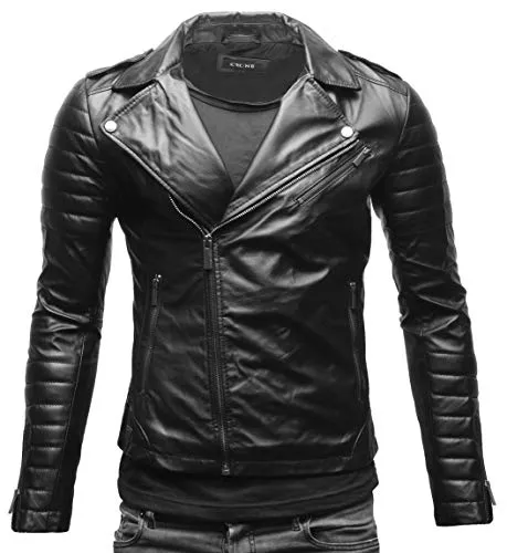 Crone Jacken Crone Veit Men's Biker Eco Leather Jacket, Vegan Biker Jacket