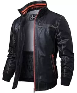 FLAVOR Jacken FLAVOR Herren Echtes Leder Lederjacke Stehkragen Jacken