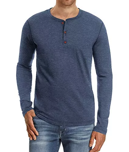 NITAGUT Langarmshirts NITAGUT Herren T-Shirt Baumwolle Langarm Alltags-Henley-Hemd