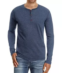 NITAGUT Langarmshirts NITAGUT Herren T-Shirt Baumwolle Langarm Alltags-Henley-Hemd