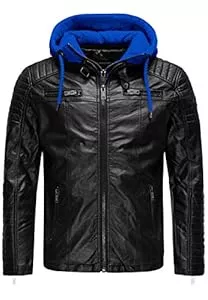 Redbridge Jacken Robuste Lederjacke Kunstleder Bikerjacke mit abnehmbarer Kapuze