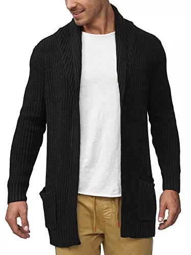 Indicode Strickjacken Indicode Herren Anaheim Strickjacke mit 2 aufgesetzten Taschen | Winterjacke Cardigan