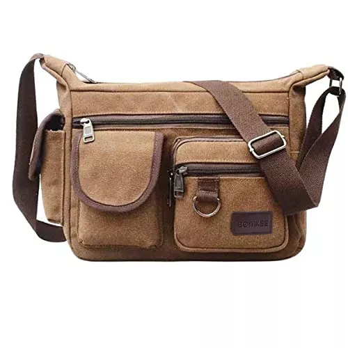 BOMKEE Taschen & Rucksäcke BOMKEE Wasserdicht Canvas Crossbody Tasche Umhängetasche Satchel Schulter Sling Arbeitstasche Bookbag für Männer und Frauen