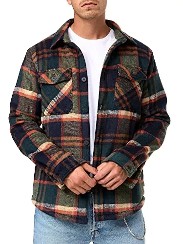 Indicode Jacken Indicode Herren Spin Langarmhemd Übergangsjacke gefüttert | Herrenhemd Freizeithemd