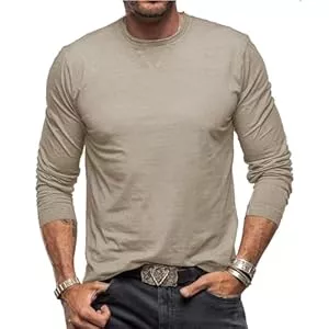 Sprifloral Langarmshirts Herren T-Shirt Langarm Henley Shirt Männer Freizeithemd Vintage Casual Leicht Baumwolle Slim Fit T-Shirt