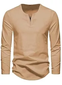 Meilicloth Langarmshirts Meilicloth Herren Langarmshirts mit V-Ausschnitt Baumwolle Shirt Longsleeve Herren Oberteile Freizeit Basic Sweatshirt Soft Herbst Winter