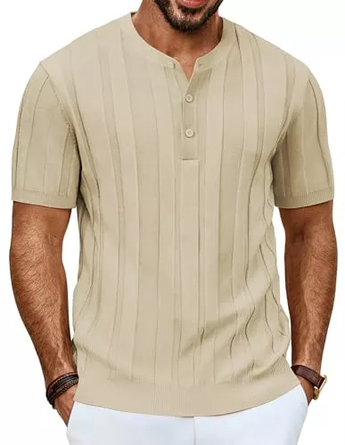 PJ PAUL JONES T-Shirts PJ PAUL JONES T-Shirts für Herren Henley Shirt Kurzarm Strick T-Shirts Sommer T Shirts