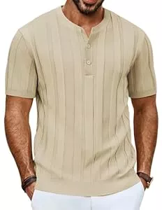 PJ PAUL JONES T-Shirts PJ PAUL JONES T-Shirts für Herren Henley Shirt Kurzarm Strick T-Shirts Sommer T Shirts