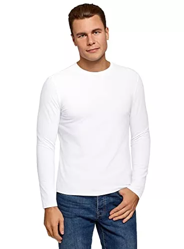 oodji Ultra Langarmshirts oodji Ultra Herren Langarmshirt aus Baumwolle