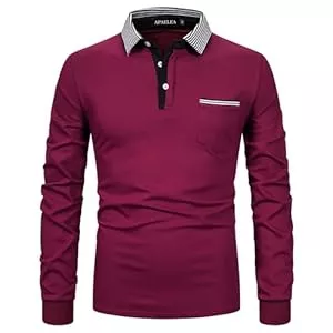 APAELEA Poloshirts APAELEA Poloshirt Herren Baumwolle Langarm Gestreifte Revers Golf Shirts Männer Hemden Tops