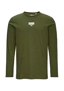 s.Oliver Langarmshirts Logo-Shirt mit Rollkante und Flammgarnstruktur