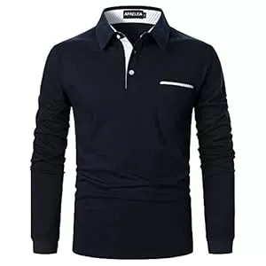 APAELEA Poloshirts APAELEA Poloshirt Herren Langarm Streifen T-Shirt Baumwolle Casual Polohemd für Männer