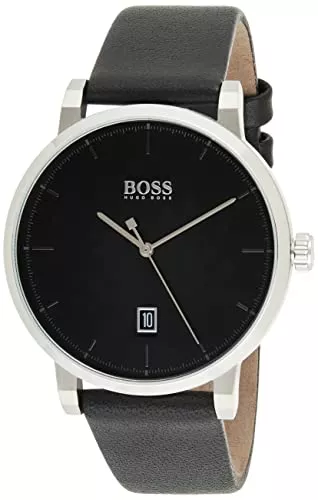 BOSS Uhren BOSS Analog Quarzuhr für Herren mit Schwarzes Lederarmband - 1513790