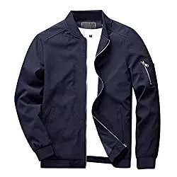 KEFITEVD Jacken KEFITEVD Herren Leichte Dünne Bomberjacke mit Ärmeltasche Blouson Jacke Übergangsjacke Stehkragen US Fliegerjacke mit Innentasche