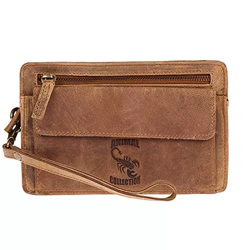 Christian Wippermann Taschen & Rucksäcke Christian Wippermann Herren echt Leder Handgelenktasche Herrenhandtasche Dokumententasche Tasche Doppelkammer