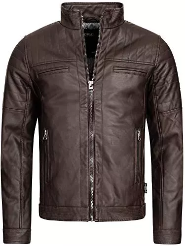 Indicode Jacken Indicode Herren Brook Jacke aus Leder-Imitat | Kunstleder Motorradjacke für Männer