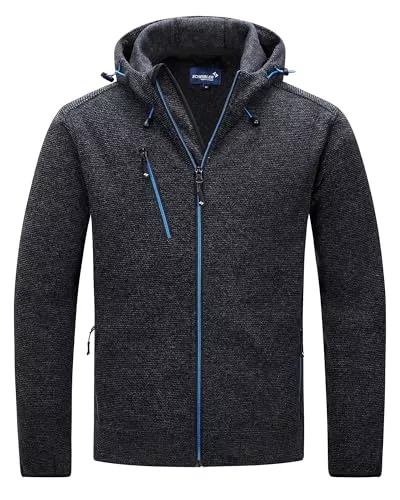 Scheibler Jacken Scheibler Herren Strickjacke Reißverschluss Hoodie mit Kapuze Stehkragen Sportliche Sweatjacke Weichem Fleecefutter Arbeitsjacke Langarm Freizeit Übergangsjacke