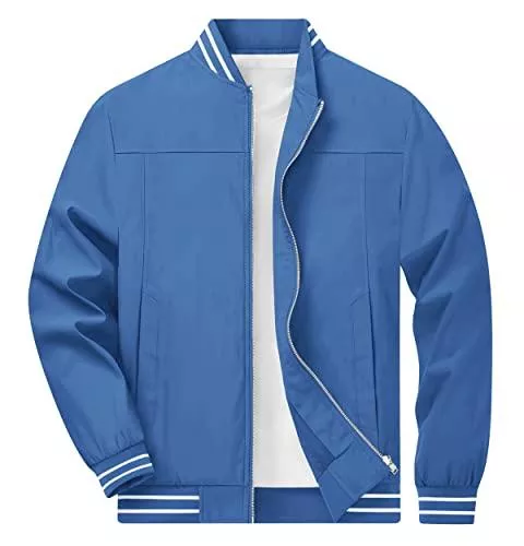 TACVASEN Jacken TACVASEN Herren Bomberjacke Freizeit Übergangsjacke Leichte Fliegerjacke Stehkragen Pilotenjacke Herbst Frühling Blouson mit Taschen