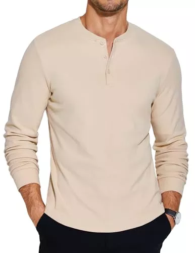COOFANDY Langarmshirts COOFANDY Henley Shirt Herren Langarm Basic Pullover Knopfleiste Langarmshirt T-Shirt Longsleeve